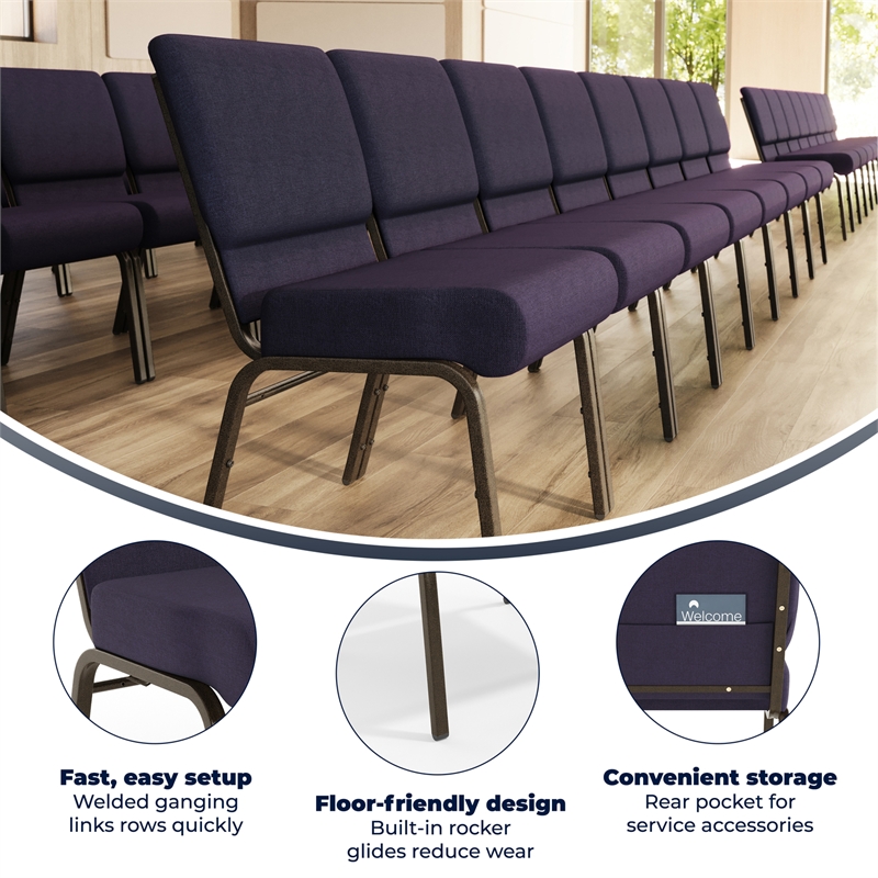 Flash Furniture Hercules Church Stacking Chair in Royal Purple