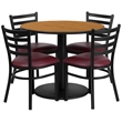 Flash Furniture 36Rd Laminate Table Set In Natural Top Burgundy Vinyl Seat