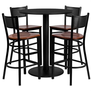 Flash Furniture Clark 36&quot RD Laminate Table w/ 4 Metal Barstools
