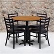 Flash Furniture 36Rd Laminate Table Set In Natural Top Black Vinyl Seat