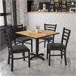 Flash Furniture 36Sq Laminate Table Set In Natural Top Black Vinyl Seat