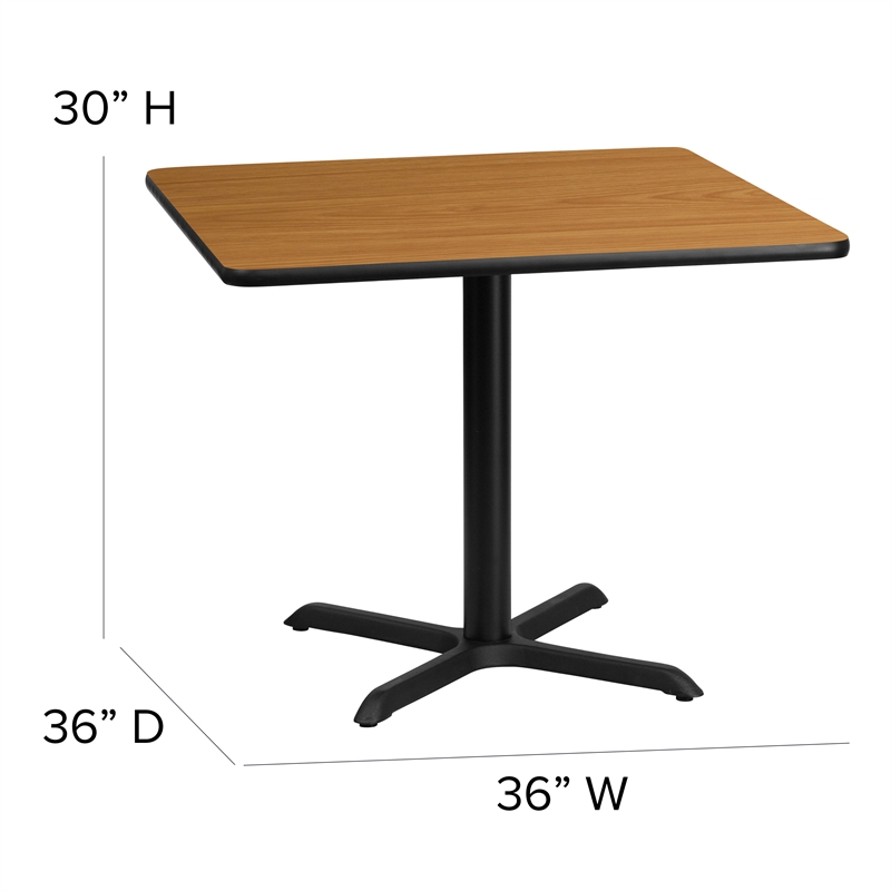 Flash Furniture 36Sq Laminate Table Set In Natural Top Black Vinyl Seat