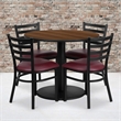 Flash Furniture 36Rd Laminate Table Set In Walnut Top Burgundy Vinyl Seat