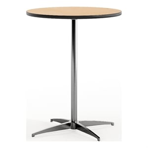 Flash Furniture 24&quot Round Adjustable Cocktail Table in Natural and Chrome