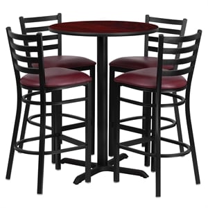 Flash Furniture Carlton 30&quot Round Mahogany Laminate Table & 4 Barstools