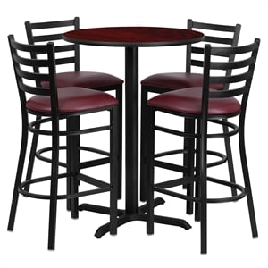 Flash Furniture Carlton 30&quot Round Mahogany Laminate Table & 4 Barstools