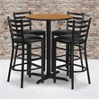 Flash Furniture 30Rd Laminate Bar Table Set In Natural Top Black Vinyl Seat