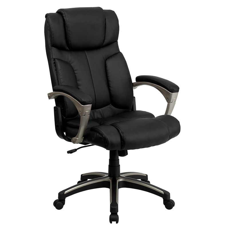 Flash Furniture High Back Folding Leather Office Chair in Black