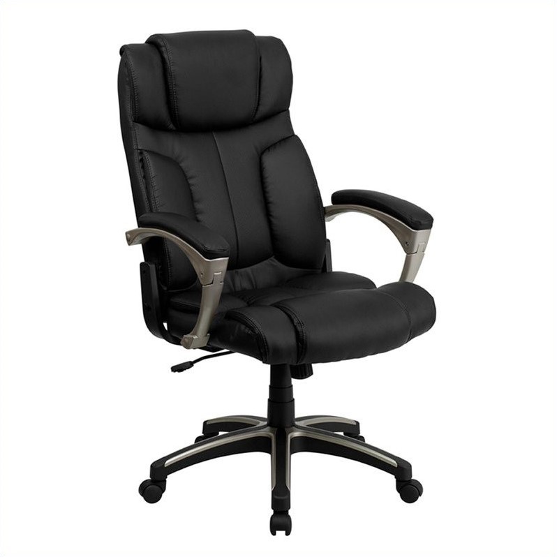 Flash Furniture High Back Folding Leather Office Chair in Black