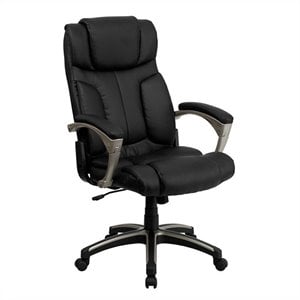 Flash Furniture High Back Folding Leather Office Chair in Black