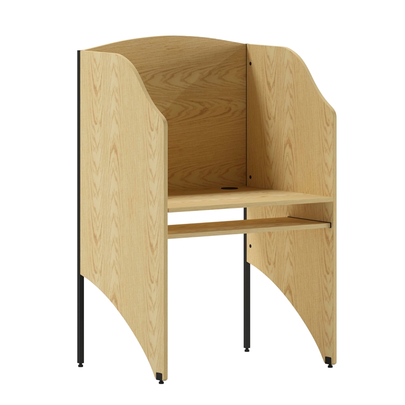 Flash Furniture Kevin Starter Study and Computer Carrel in Oak Finish