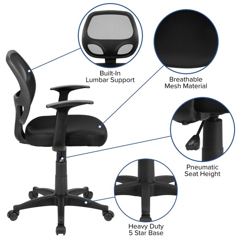 Flash Furniture Mid-Back Mesh Computer Office Chair in Black