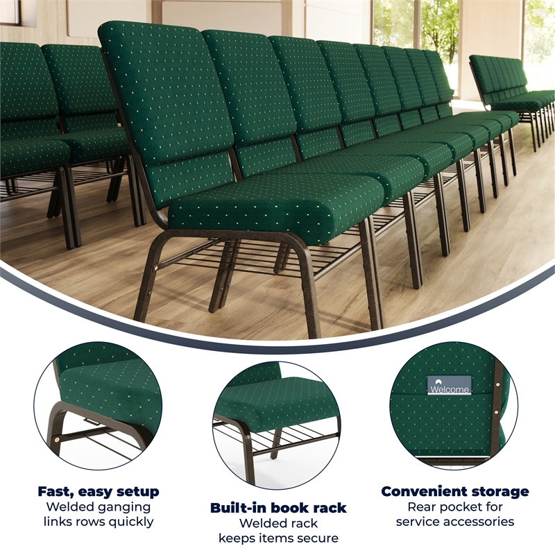Flash Furniture Hercules Church Stacking Guest Chair in Green