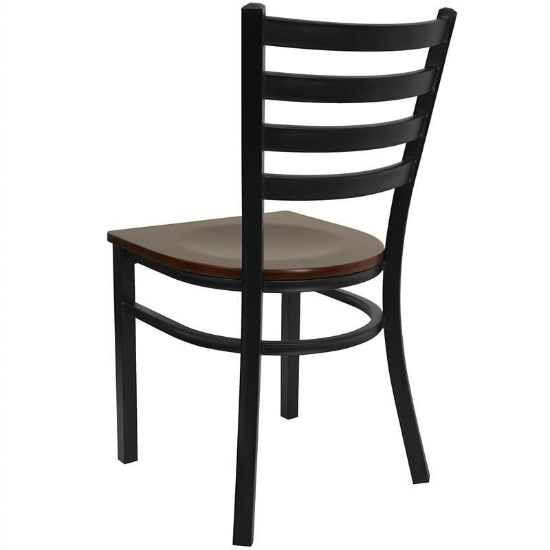 Flash Furniture Hercules Ladder Back Metal Dining Chair in Mahogany