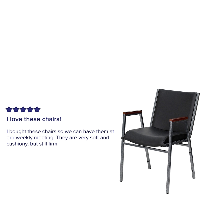 Flash Furniture Hercules Upholstered Stacking Chair in Black Vinyl
