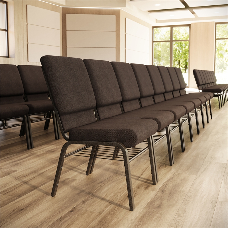 Flash Furniture Hercules Church Stacking Guest Chair in Brown