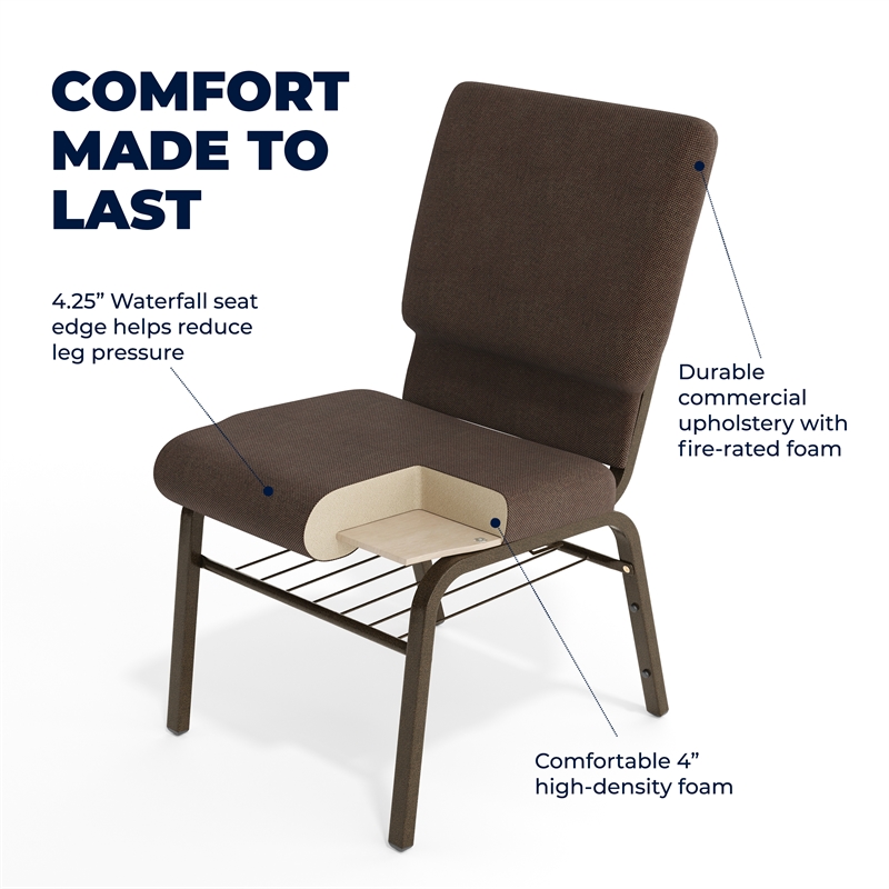 Flash Furniture Hercules Church Stacking Guest Chair in Brown