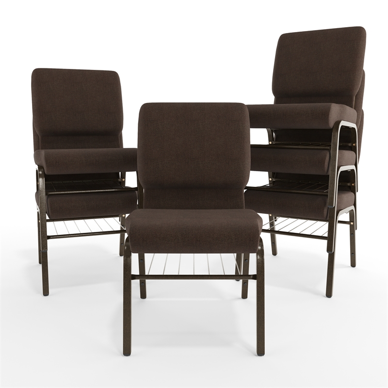 Flash Furniture Hercules Church Stacking Guest Chair in Brown