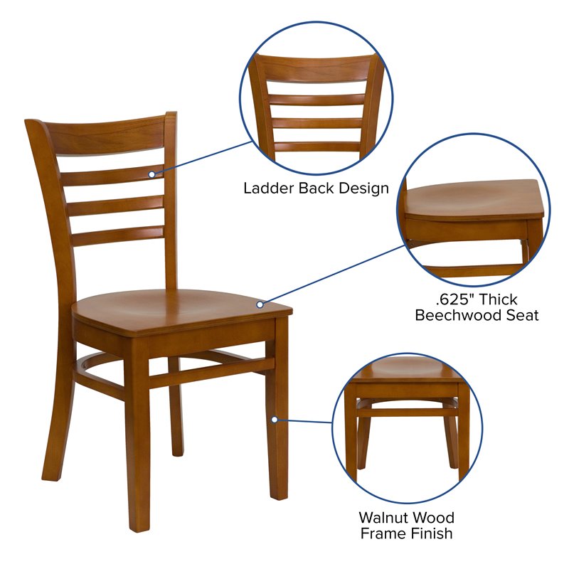 Flash Furniture Hercules Ladder Back Restaurant Dining Chair in Cherry