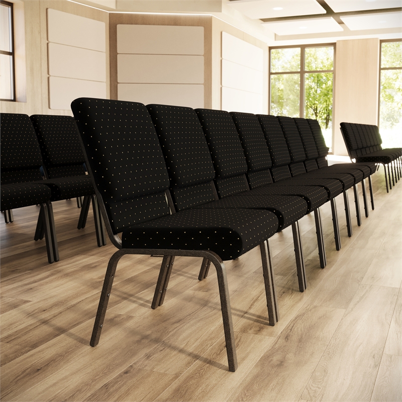 Flash Furniture Hercules Stacking Church Stacking Guest Chair in Black