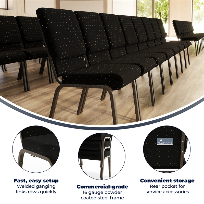 Flash Furniture Hercules Stacking Church Stacking Guest Chair in Black