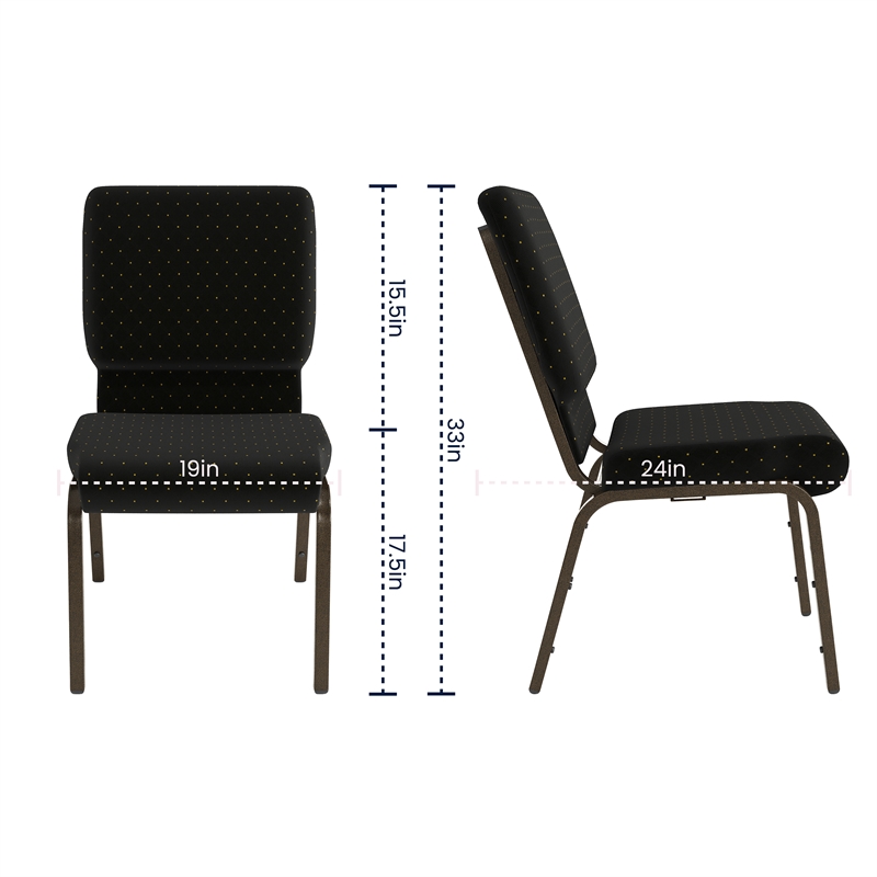 Flash Furniture Hercules Stacking Church Stacking Guest Chair in Black