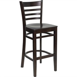 Flash Furniture Hercules Series 30&quot Ladder Back Bar Stool in Walnut