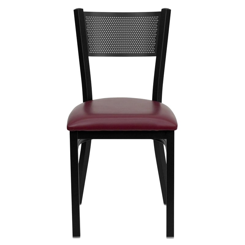 Flash Furniture Hercules Series Metal Dining Chair in Burgundy Vinyl