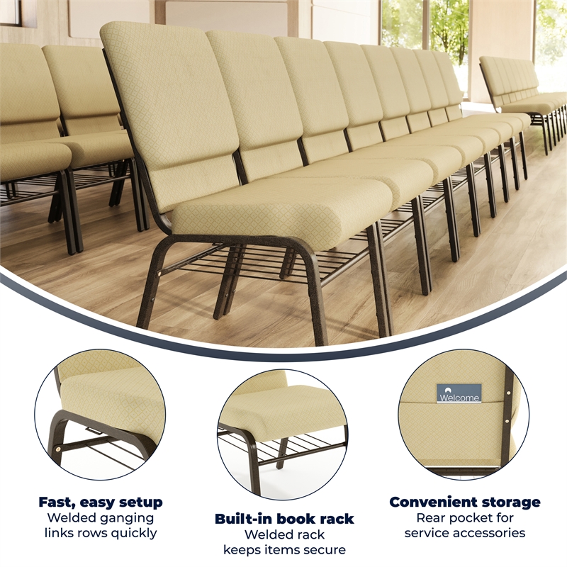 Flash Furniture Hercules Church Stacking Guest Chair in Beige