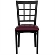 Flash Furniture Hercules Black Window Back Dining Chair in Burgundy