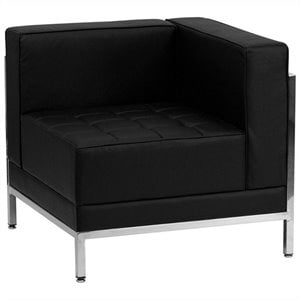 Flash Furniture Hercules Imagination Leather Tufted Right Corner Chair in Black
