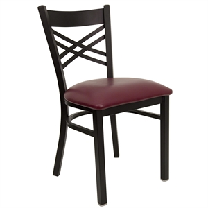 Flash Furniture Hercules Black Back Metal Dining Chair in Burgundy