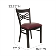 Flash Furniture Hercules Black Back Metal Dining Chair in Burgundy