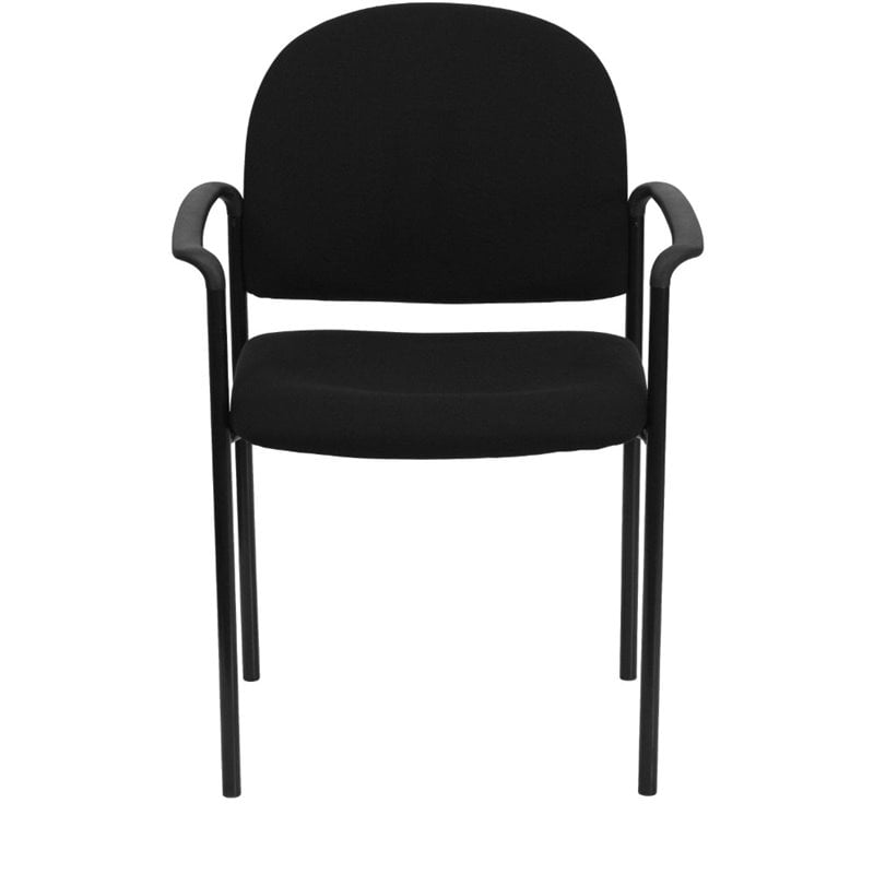 Flash Furniture Stackable Side Guest Chair in Black with Arms