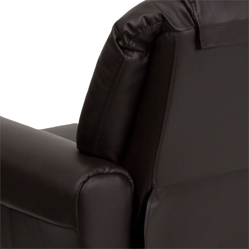 Flash Furniture Leathersoft Recliner with Cup Holder and Headrest in Brown