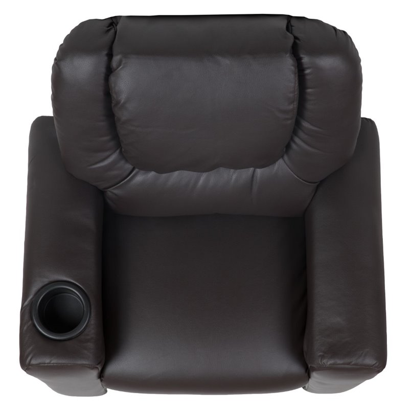 Flash Furniture Leathersoft Recliner with Cup Holder and Headrest in Brown