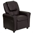 Flash Furniture Leathersoft Recliner with Cup Holder and Headrest in Brown