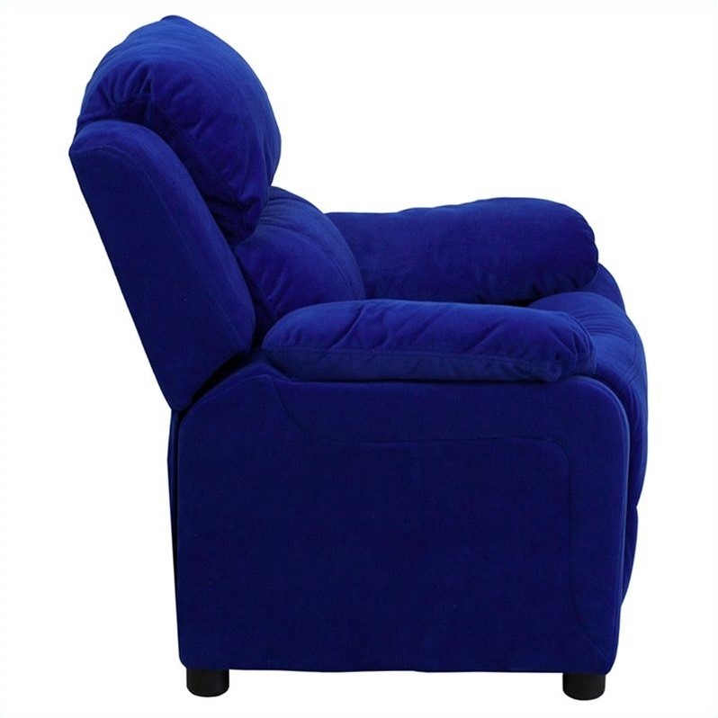 Flash Furniture Storage Arms Microfiber Upholstered Kids Recliner in Blue