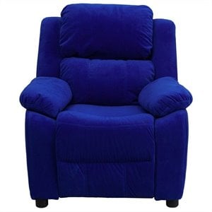 Flash Furniture Storage Arms Microfiber Upholstered Kids Recliner in Blue