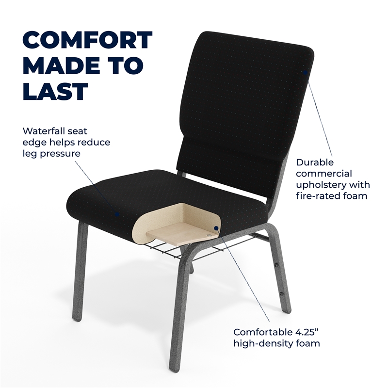 Flash Furniture Hercules Church Stacking Chair in Black and Silver