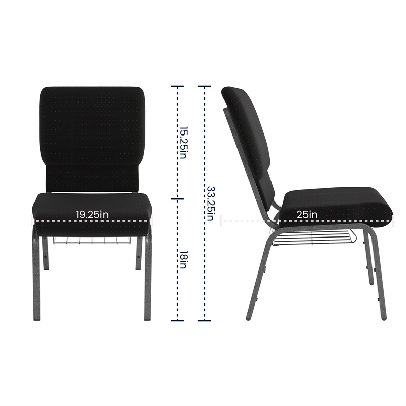 Flash Furniture Hercules Church Stacking Chair in Black and Silver
