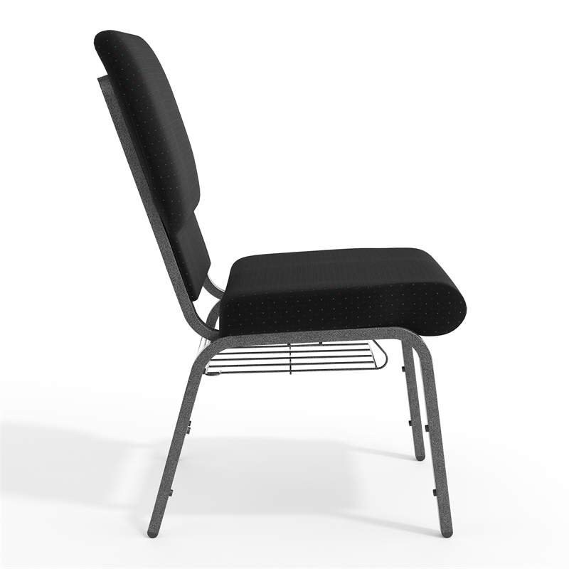 Flash Furniture Hercules Church Stacking Chair in Black and Silver