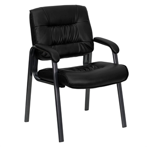 Flash Furniture Executive Side Guest Chair in Black with Titanium Frame