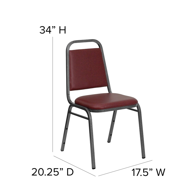 Flash Furniture Hercules Banquet Stacking Chair in Burgundy and Silver