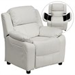 Flash Furniture Storage Arms Vinyl Upholstered Kids Recliner in White