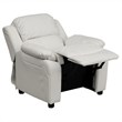 Flash Furniture Storage Arms Vinyl Upholstered Kids Recliner in White