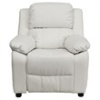Flash Furniture Storage Arms Vinyl Upholstered Kids Recliner in White