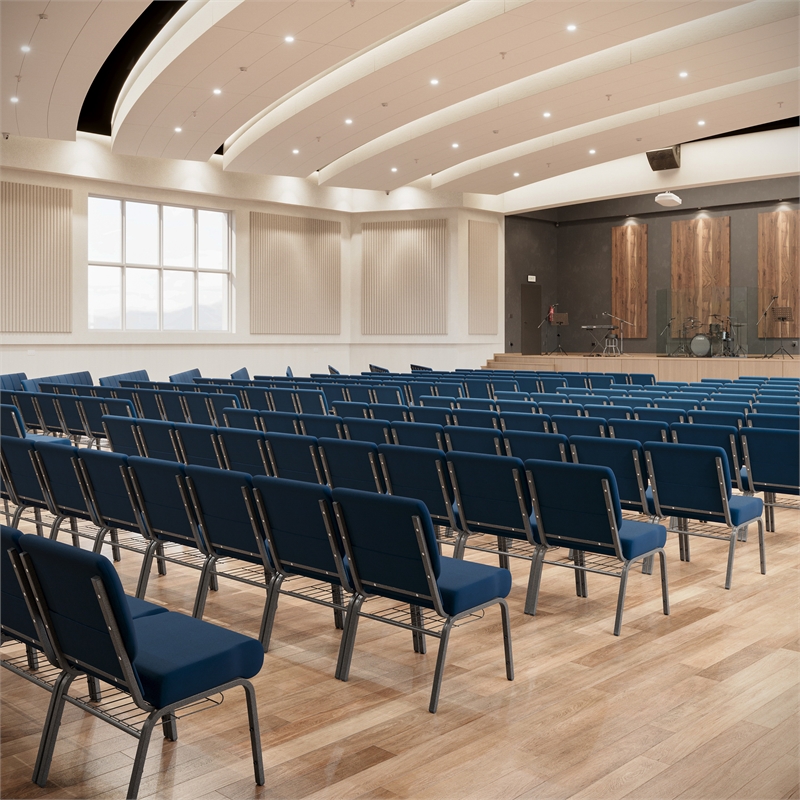 Flash Furniture Hercules Church Stacking Guest Chair in Navy Blue