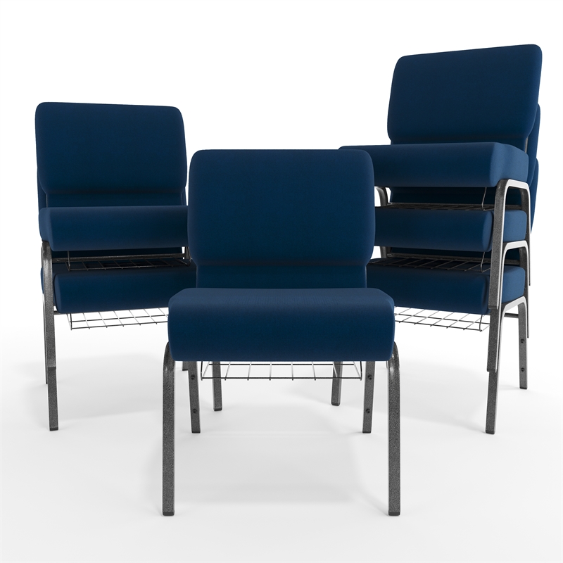 Flash Furniture Hercules Church Stacking Guest Chair in Navy Blue