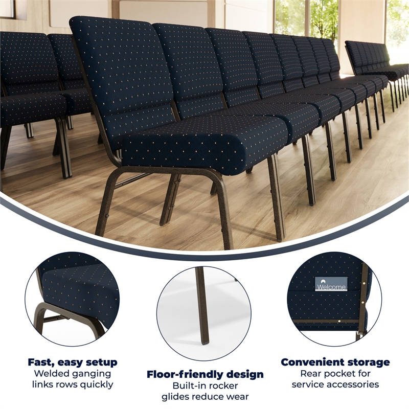 Flash Furniture Hercules Patterned Church Stacking Guest Chair in Blue